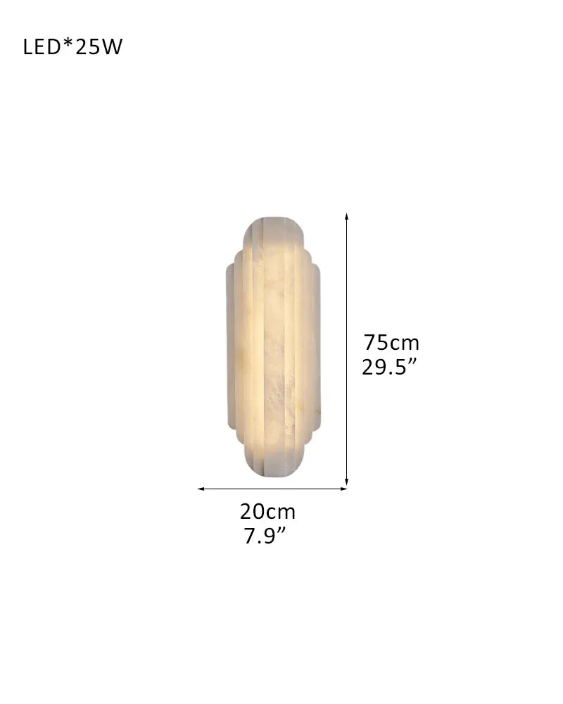 Estelle Series Ethereal Wall Sconce | Layered Alabaster Natural layered alabaster shade with minimalist metal base, Sleek modern metal finish for Living rooms, halls, and bathrooms D20*H75 D7.87"*H29.53" Flush Mounted Wall Sconce Lamp