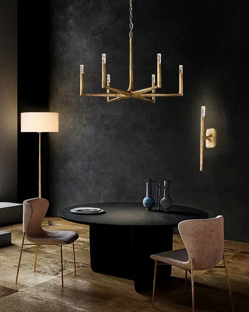 LightsStory Series Geometric Wall Light | Linear Hand-hammered raw metal, Brushed copper or matte black finish for Hallways and Modern Living Spaces American Vintage chandelier lamp