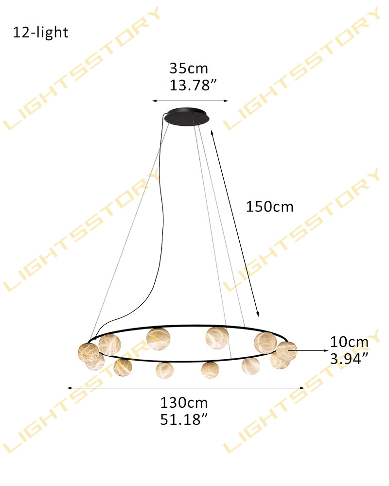 Stunning Double Alabaster Globes Pendant Suspension Light Lacquered Burnished Brass/Bronze