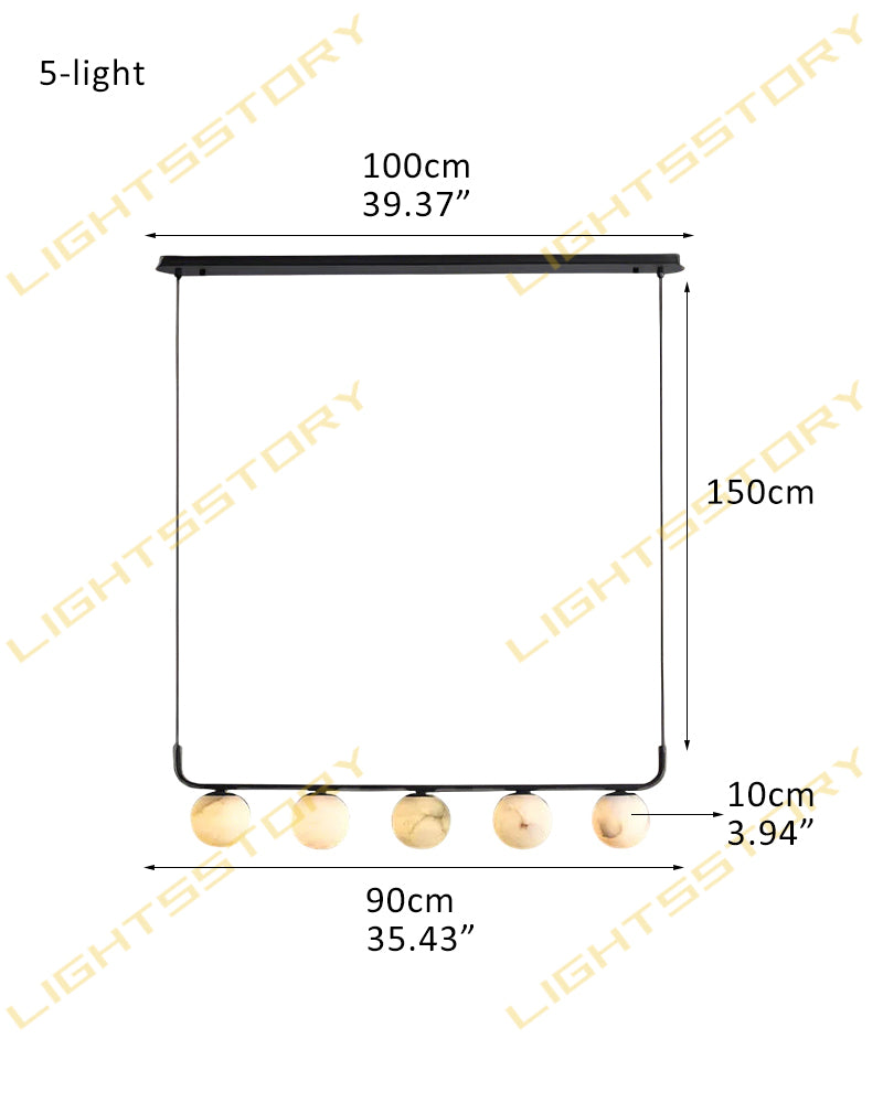 Stunning Double Alabaster Globes Pendant Suspension Light Lacquered Burnished Brass/Bronze