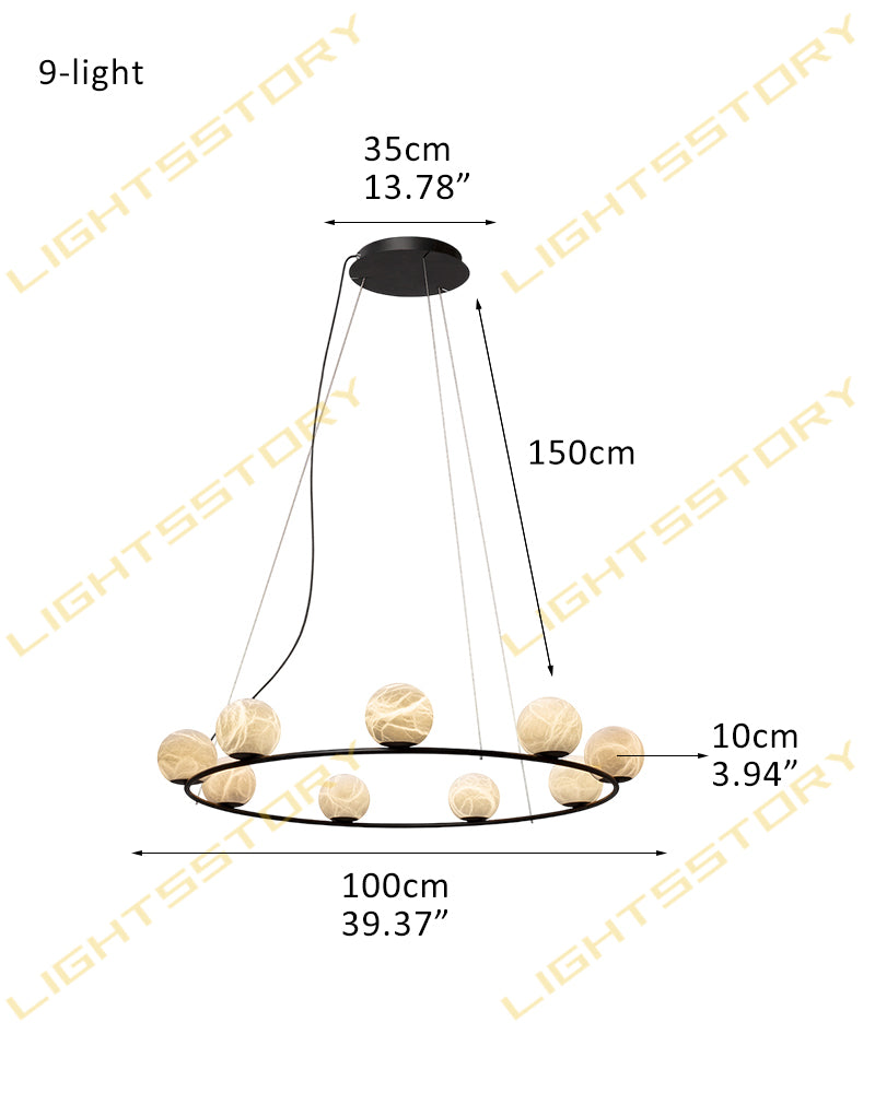 Stunning Double Alabaster Globes Pendant Suspension Light Lacquered Burnished Brass/Bronze