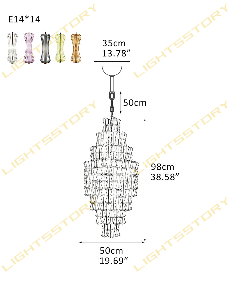 Hand Blown Glass Waterfall Chandelier - Tiered Statement Lighting