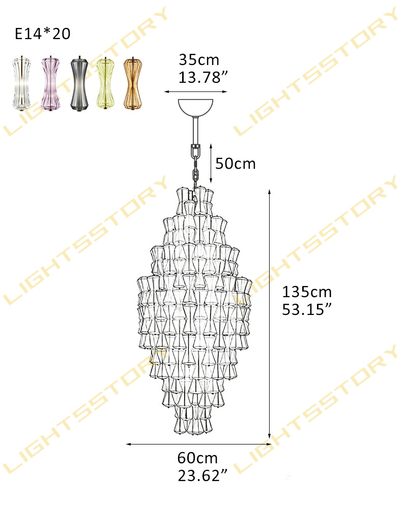 Hand Blown Glass Waterfall Chandelier - Tiered Statement Lighting