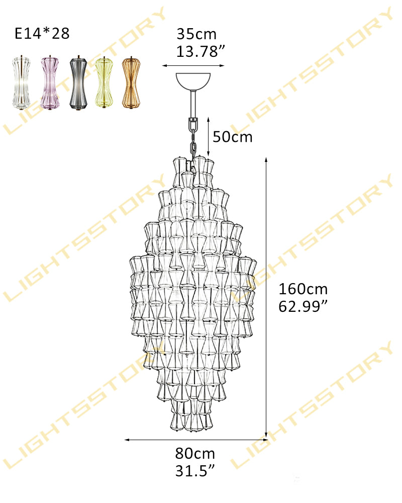 Hand Blown Glass Waterfall Chandelier - Tiered Statement Lighting