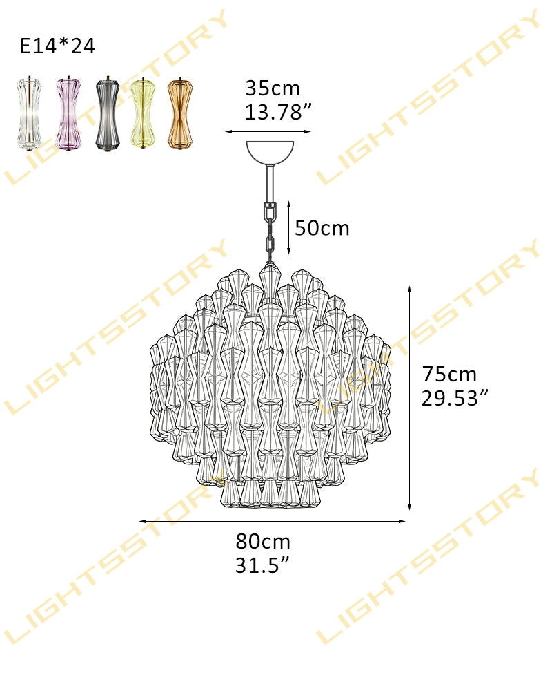 Hand Blown Glass Waterfall Chandelier - Tiered Statement Lighting
