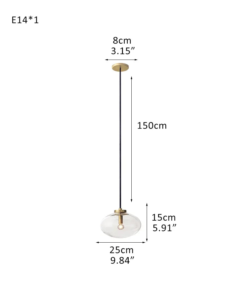 Oval-clear-glass-pendant-lamp-10d-with-brass-black-silver-metal-frame-2026 1-light-D25*H15CM D9.84“*H5.91" Brass Modern Pendant lamp