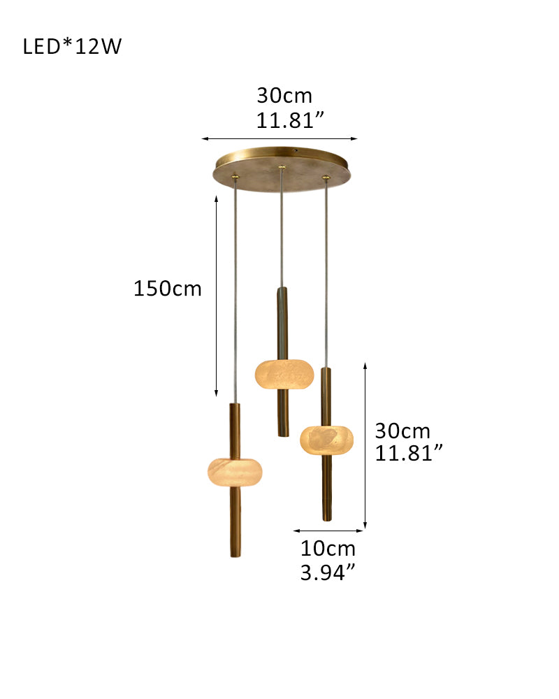 Modern Elegance Handmade Spanish Marble Pendant Lamp Wide 4" | Adjustable Long Cord