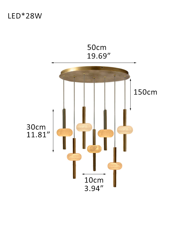Modern Elegance Handmade Spanish Marble Pendant Lamp Wide 4" | Adjustable Long Cord