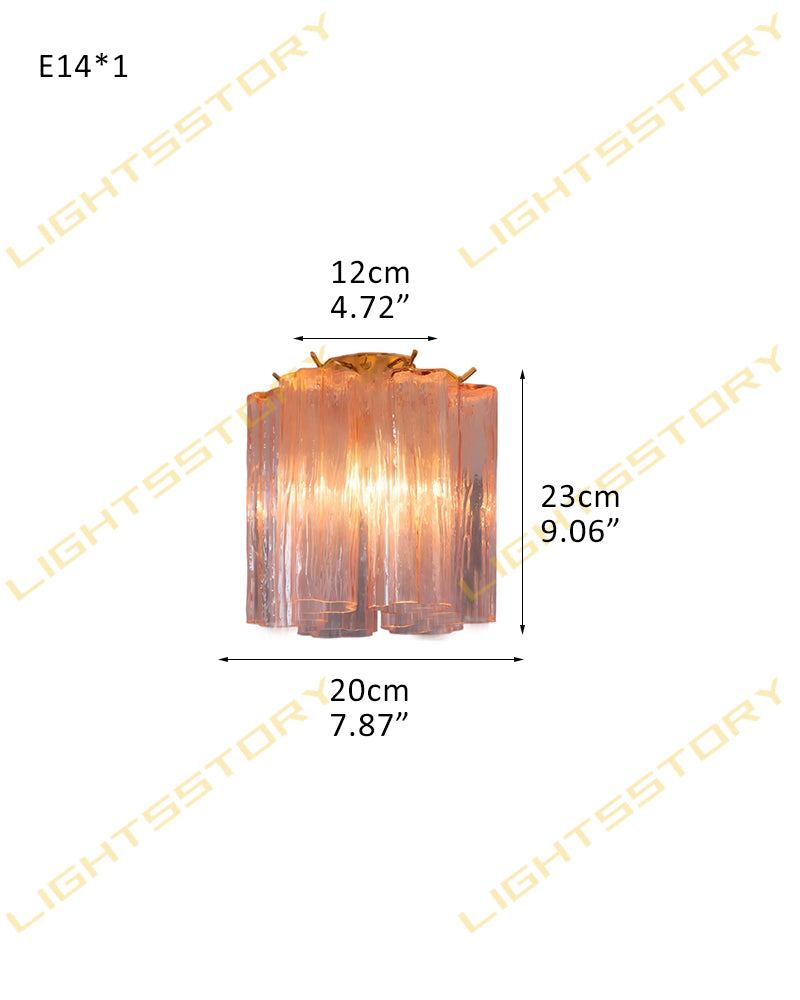 6/8 lights Compact Murano Small Ceiling Light Glass Replacement | Flower Glass Shade 1 light -D20*H23CM D7.87"*H9.06"(6 tubes) Gold + Pink Glass Modern Ceiling lamp