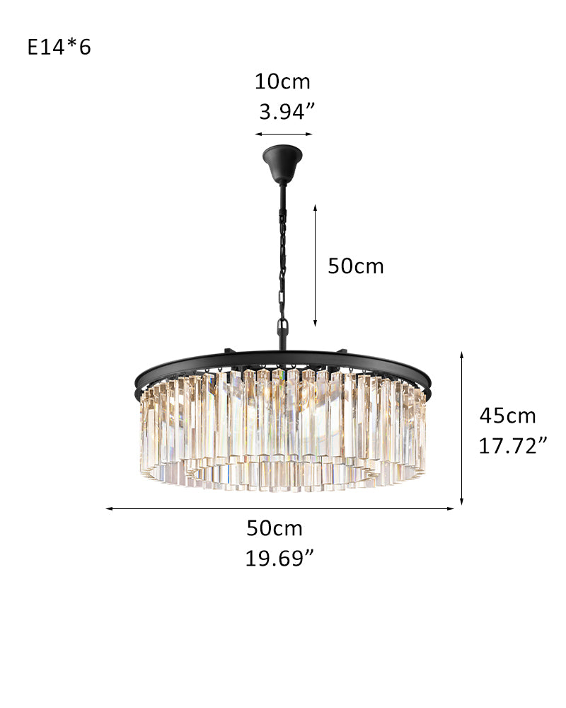 Luxury Round 7-tier Clear Crystal Fringe Chandelier 34" with Gold Iron Frame