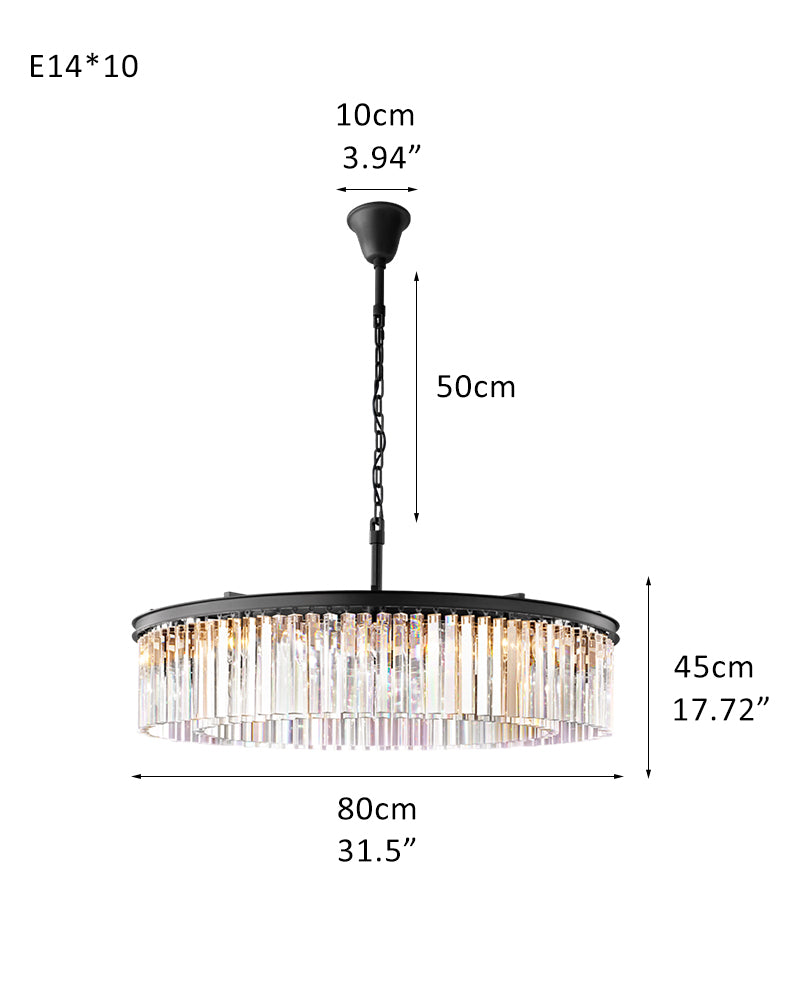 Luxury Round 7-tier Clear Crystal Fringe Chandelier 34" with Gold Iron Frame