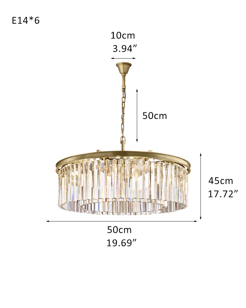 Luxury Round 7-tier Clear Crystal Fringe Chandelier 34" with Gold Iron Frame