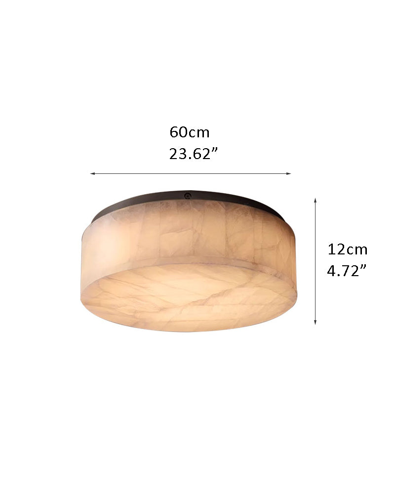 LED Semi Flush Mount White Alabaster Ceiling Lamp, Round and Square shape, gold and black optional