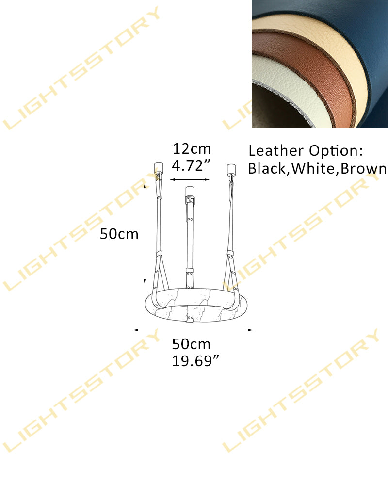 Alabaster Torus Halo Ring Leather Strap Canopy Pendant Light - Natural Spanish Alabaster, Organic Leather Trim - Kitchens, Dining & Living Rooms