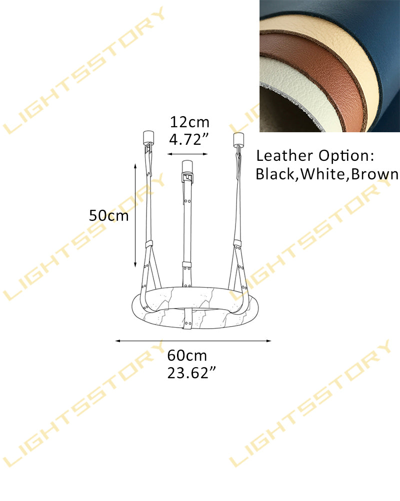 Alabaster Torus Halo Ring Leather Strap Canopy Pendant Light - Natural Spanish Alabaster, Organic Leather Trim - Kitchens, Dining & Living Rooms