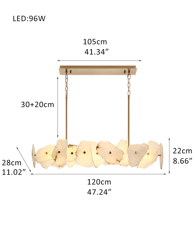 Luxury Irregular white Alabaster copper Chandelier,round/rectangle,60/80/100/120cm