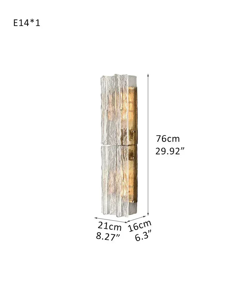 LightsStory Series Geometric Wall Sconce | Interlocking Planes Solid cast smoke grey and clear glass, Corrugated glass texture for Modern hallways and minimalist living spaces 1-light-L21*W16*H76cm L8.27*W6.3*H29.92"-W American Vintage chandelier lamp