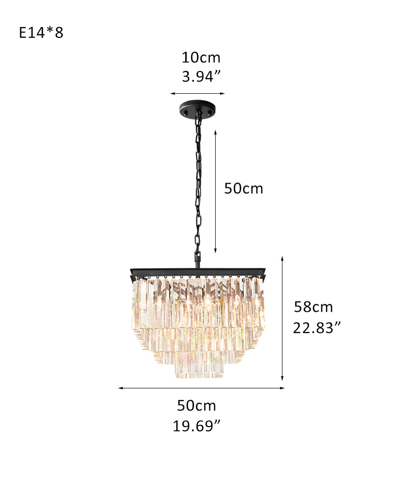 Luxury Round 7-tier Clear Crystal Fringe Chandelier 34" with Gold Iron Frame