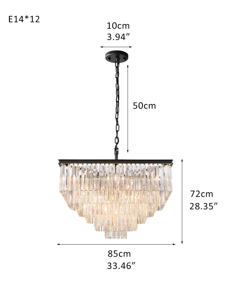 Luxury Round 7-tier Clear Crystal Fringe Chandelier 34" with Gold Iron Frame