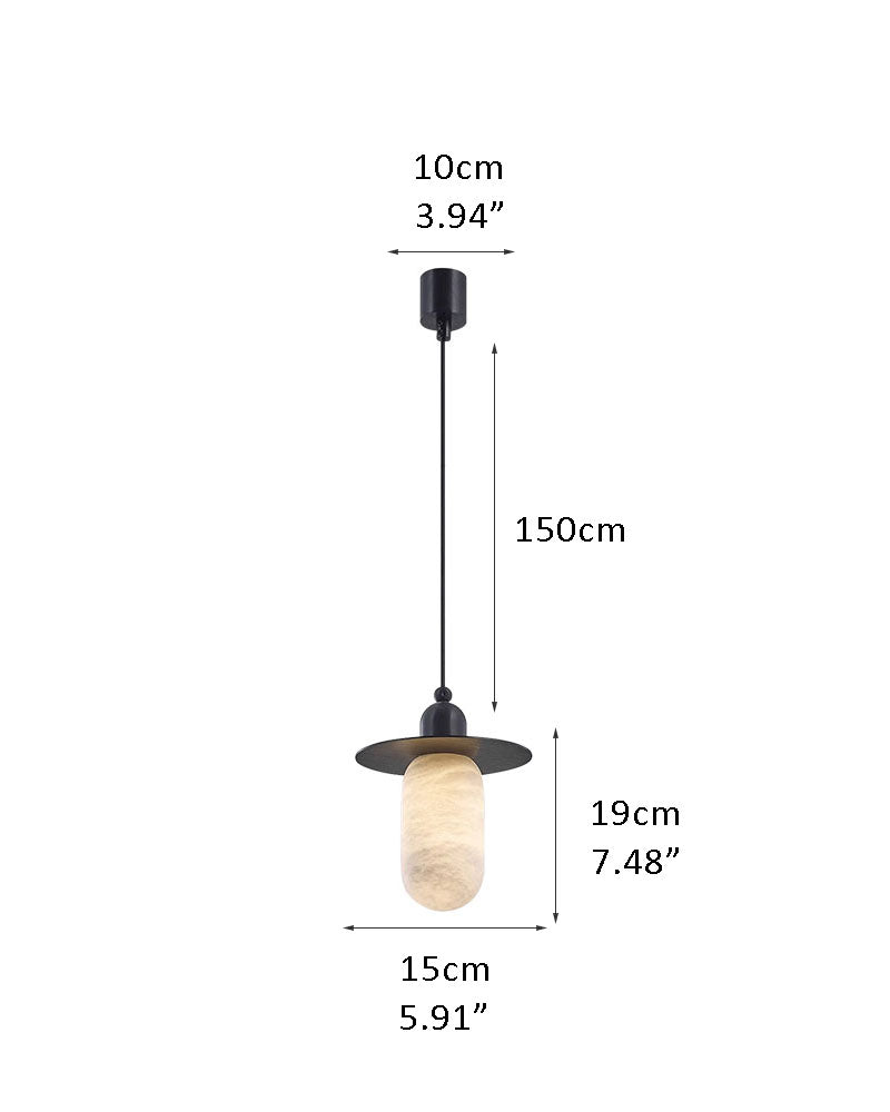 Alabaster Geometric Tiered Bell Lantern Cluster Pendant Light - Natural Spanish Alabaster Bells, Serene Black Trim - Kitchens, Dining & Living Rooms