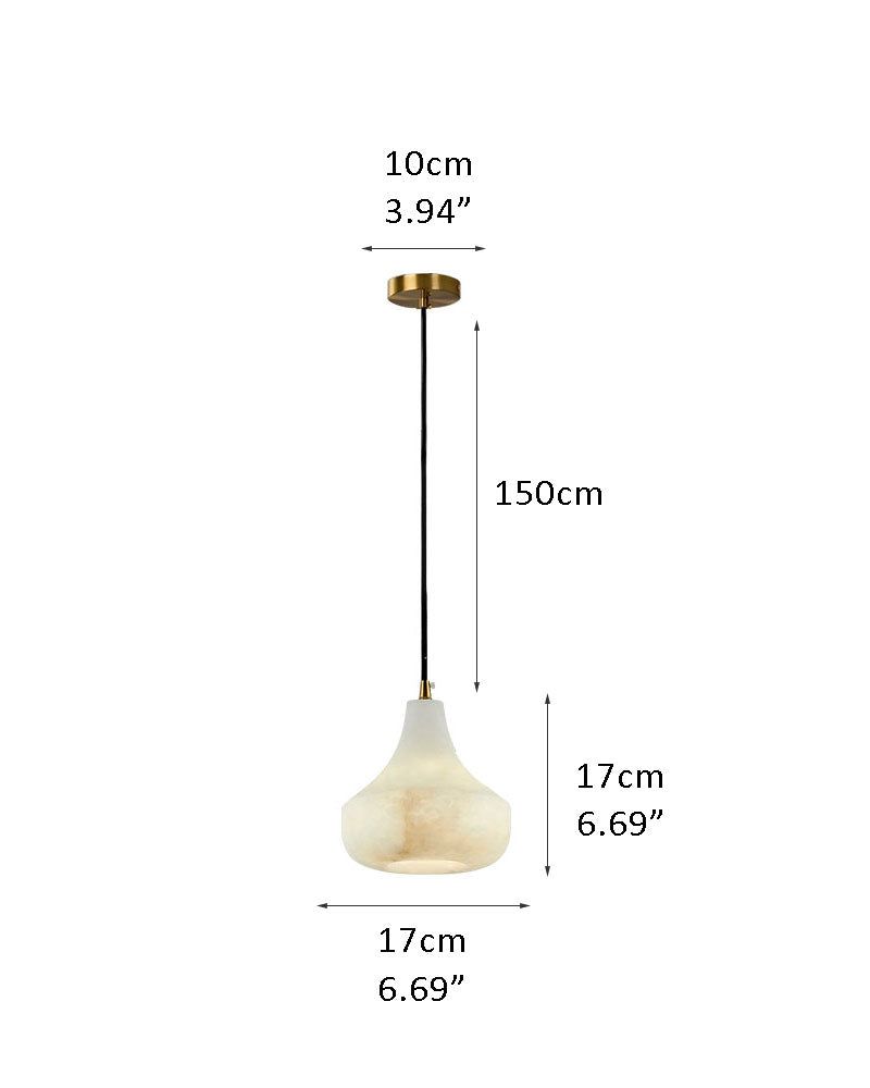 Vintage alabaster pendant lamp with gold mount, dimensions 10cm width, 17cm height