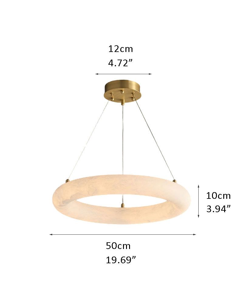 Vintage alabaster LED pendant light, 50cm diameter, 12cm width, modern design.