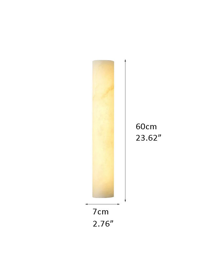 Vertical alabaster wall sconce lamp, 60cm tall, 7cm wide, with modern design