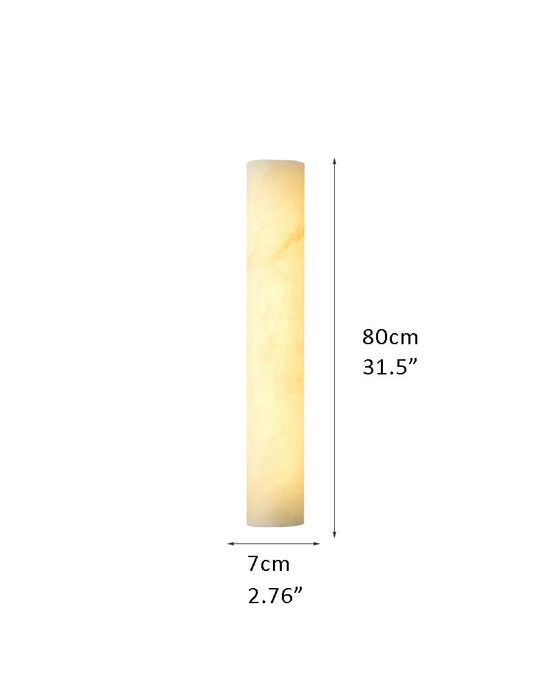 Tall alabaster wall sconce lamp, 80cm height, 7cm width, modern design.