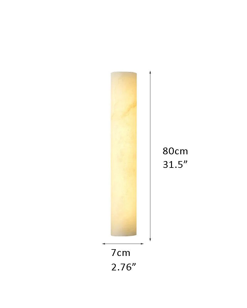 Tall alabaster wall sconce lamp, 80cm height, 7cm width, modern design.