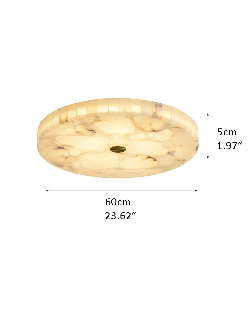 Round white marble ceiling light, 60cm diameter, sleek design for modern interiors.