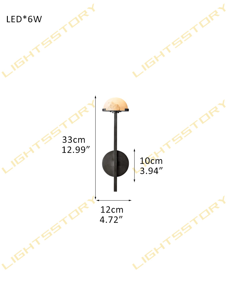 Warm Ambient Glow Brass/Black Pedra Double Wall Sconces with Alabaster Domes 1-light-D12*H33CM D4.72"*H12.99" Black Flush Mounted Wall Sconce Lamp
