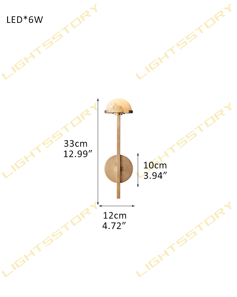 Warm Ambient Glow Brass/Black Pedra Double Wall Sconces with Alabaster Domes 1-light-D12*H33CM D4.72"*H12.99" Brass Flush Mounted Wall Sconce Lamp