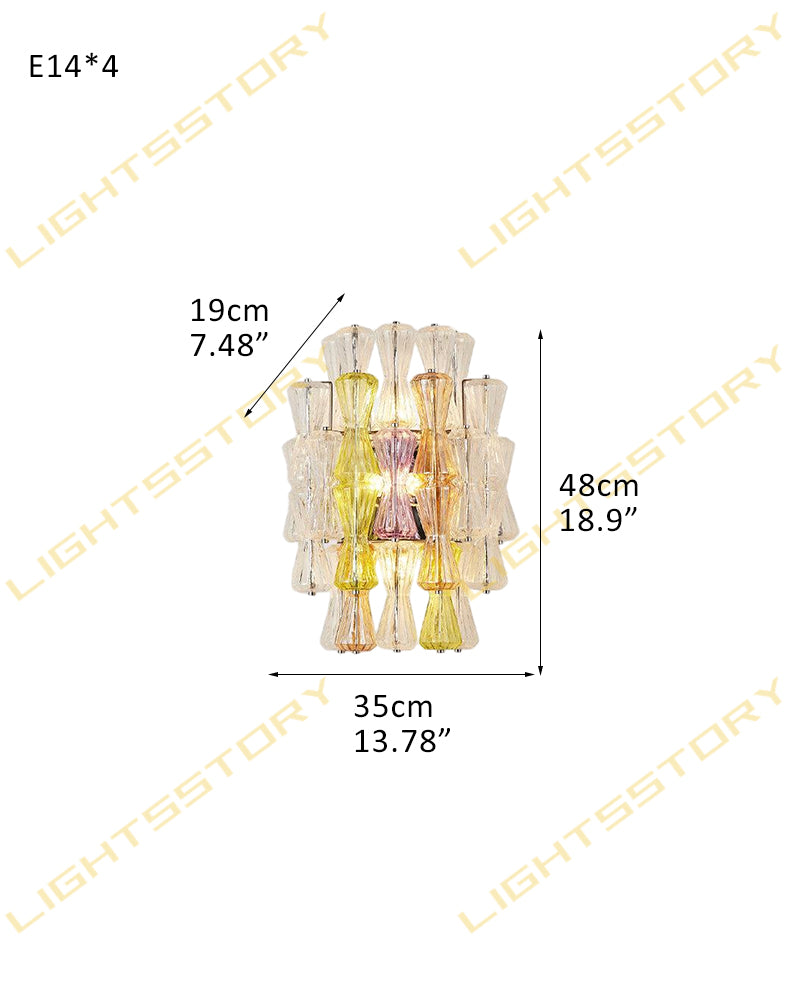 LightsStory Murano Glass Sculpture Amber Sconce - Hand-Blown Amber Glass, Lux Gold Trim - Bedrooms, Hallways & Bathrooms