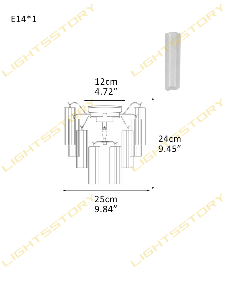 6/8 lights Compact Murano Small Ceiling Light Glass Replacement | Flower Glass Shade 1 light -D25*H24CM D9.84"*H9.45"(8 tubes) Gold + White Glass Modern Ceiling lamp