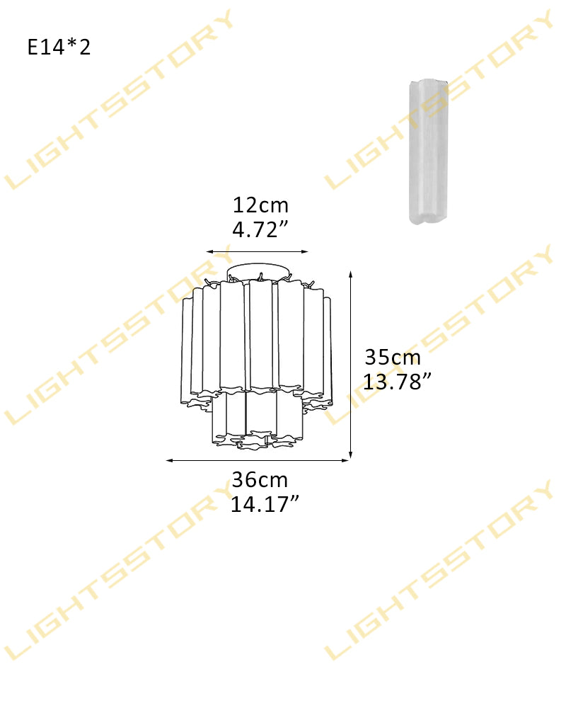 Hand-blown 18 Glass Tubes Modern Minimalist Flush Mount Ceiing Lamp Over Dining Table 2 light -D36*H35CM D14.17"*H13.78"(8 tubes) Gold + White Glass Modern Ceiling lamp