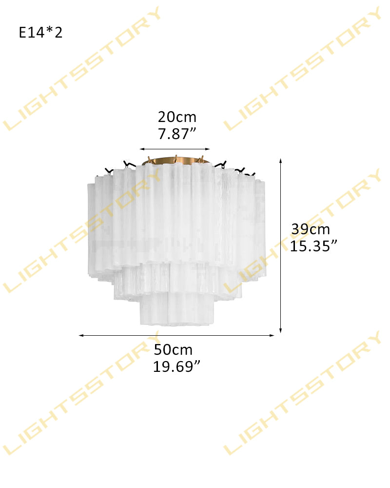 Hand-blown 18 Glass Tubes Modern Minimalist Flush Mount Ceiing Lamp Over Dining Table 2 light -D50*H39CM D19.69"*H15.35"(18 tubes) Gold + White Glass Modern Ceiling lamp