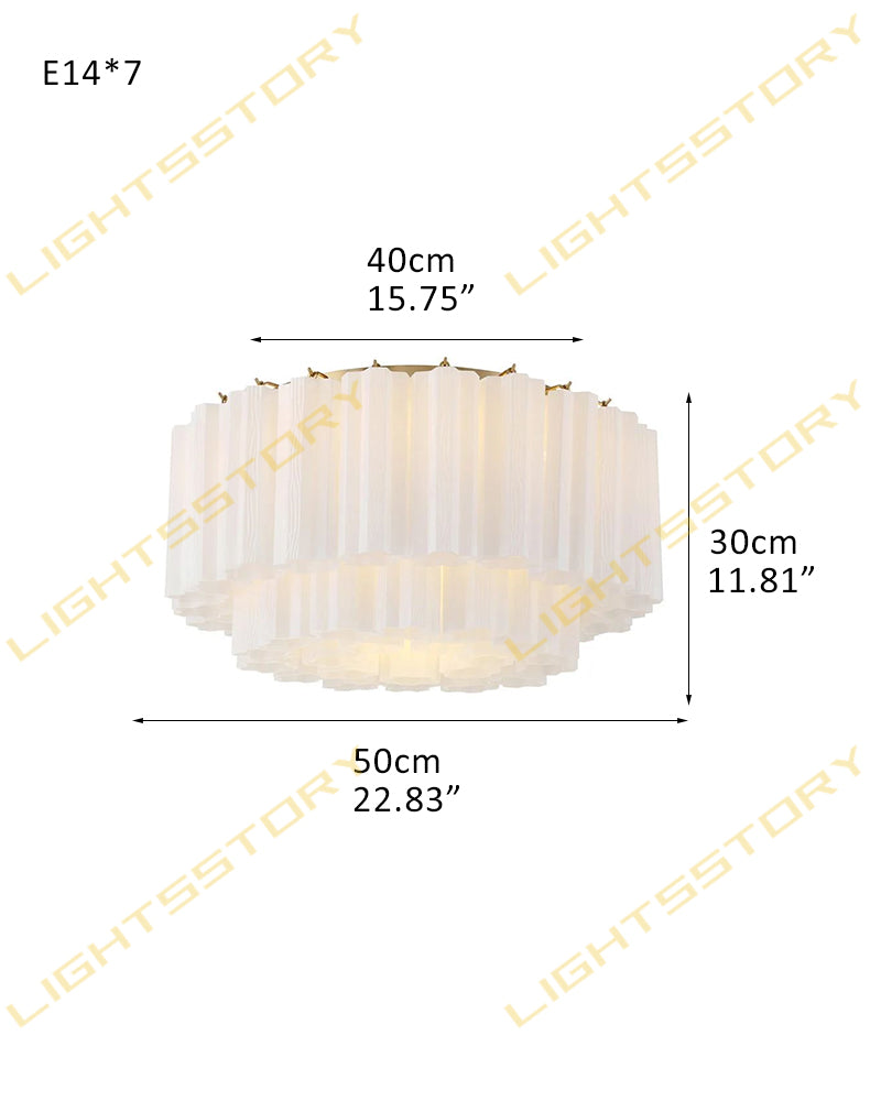 7 Lights Amber Glass Tubes Semi-Flush Ceiling Mount Lights Wide 23in Aged Brass/Black Frame 7-light-D58*H30CM D22.83"*H11.81"(42 tubes) Gold + White Glass Flush Mounted Ceiling Lamp