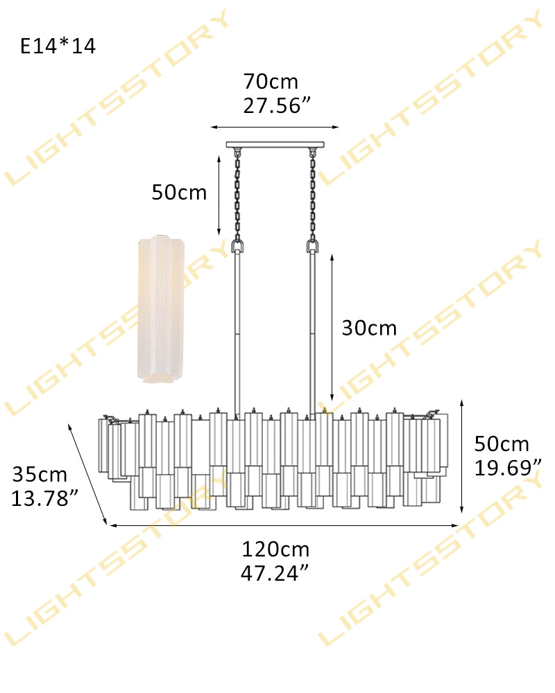 Art Unique Linear Large Murano Layered Glass Tubes Chandelier Aged Brass/Black Metal Frame