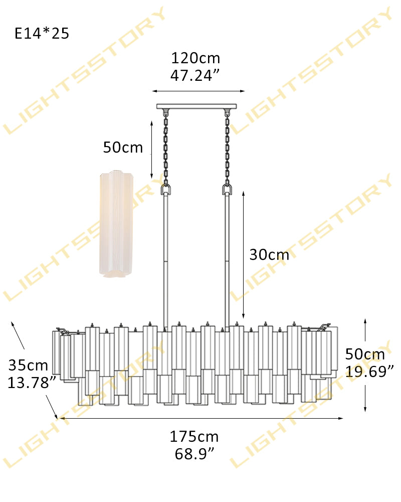 Art Unique Linear Large Murano Layered Glass Tubes Chandelier Aged Brass/Black Metal Frame