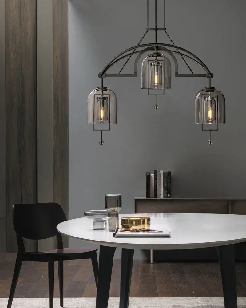 Amalfi Series Architectural Chandelier | Sculptural Orb Hand-Blown Glass and Brass Hardware, Premium Brass finish for Modern Dining Rooms and Entryways American Vintage chandelier lamp
