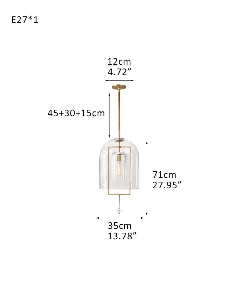 Amalfi Series Architectural Chandelier | Sculptural Orb Hand-Blown Glass and Brass Hardware, Premium Brass finish for Modern Dining Rooms and Entryways 1-light-D35*H40CM D13.78"*H15.75" Brass American Vintage chandelier lamp