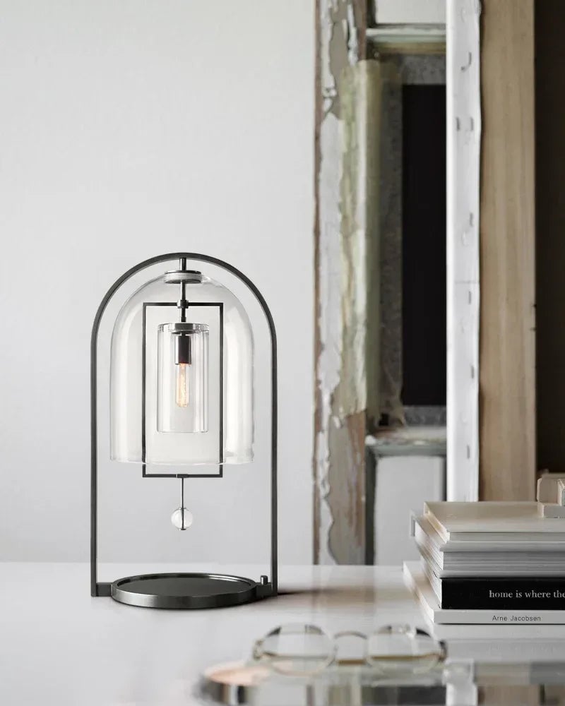 Amalfi Series Architectural Table Lamp | Sculptural Intersecting Stems Ribbed borosilicate glass and lacquered metal with brushed brass accents for Dining rooms, lobbies, and modern open spaces Vintage Simple Table Lamp