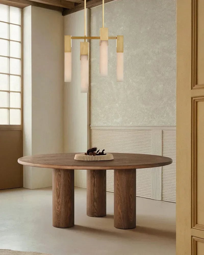 Annecy Series Ethereal Chandelier | Linear Carved Natural Alabaster with Iron Accents, Antique Black finish for Dining Rooms and Kitchen Islands American chandelier