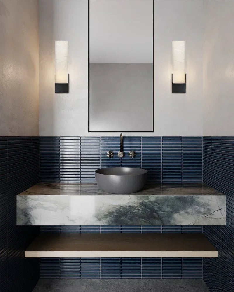 Annecy Series Ethereal Chandelier | Linear Carved Natural Alabaster with Iron Accents, Antique Black finish for Dining Rooms and Kitchen Islands American chandelier