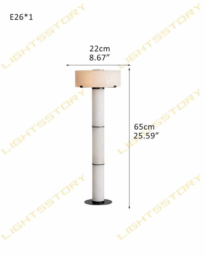 Ascot Series Prismatic Floor Lamp | Monolithic Alabaster Column Carved Natural Alabaster and Polished Nickel Steel, Polished Nickel finish for Grand entryways, dining rooms, and contemporary living spaces W22*D22*H65CM W8.67"*D8.67"*H25.59" Black + White Modern Art Design Floor Lamp