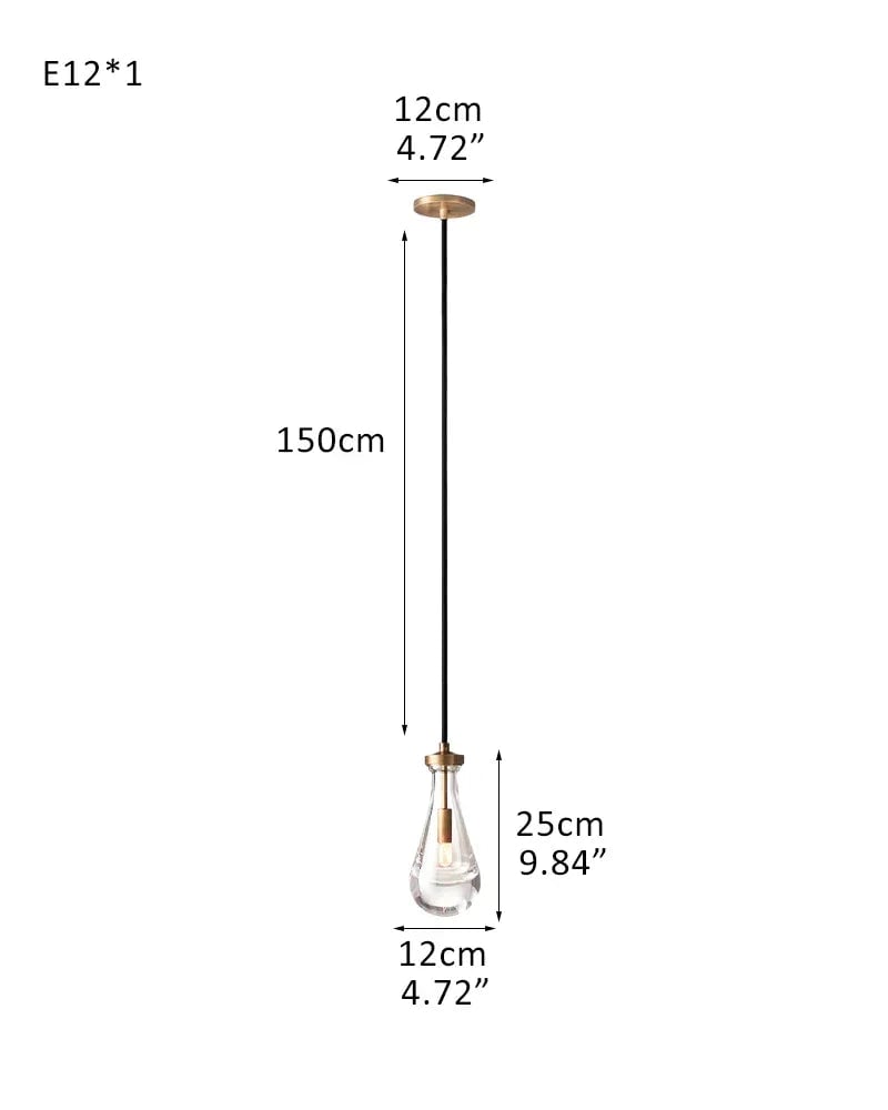 Aveline Series Ethereal Chandelier | Floating Raindrop Hand-Blown Glass and Durable Metal, Premium Metal for Luxury Home Interiors 1-light-D12*H25CM D4.7"*H9.8" Brass American chandelier