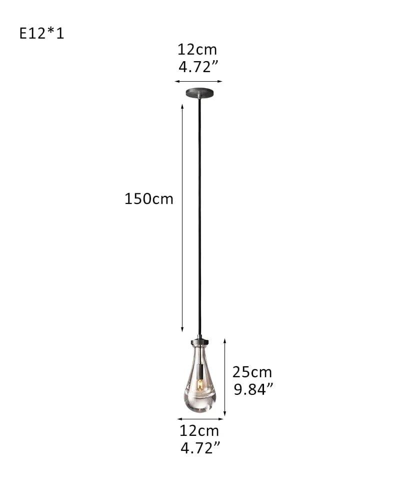 Aveline Series Refractive Chandelier | Round Raindrop Blown Glass and Durable Metal, Black finish for Living Rooms 1-light-D12*H25CM D4.7"*H9.8" Black American chandelier