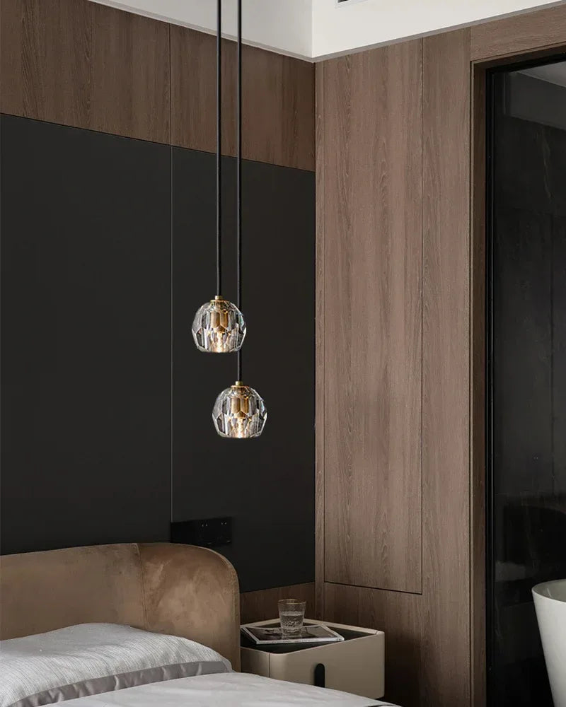 LightsStory Series Prismatic Chandelier | Spherical Solid brass and hand-faceted polished crystal, Premium Polished Brass for Modern Dining Rooms and Entryways Modern Pendant lamp