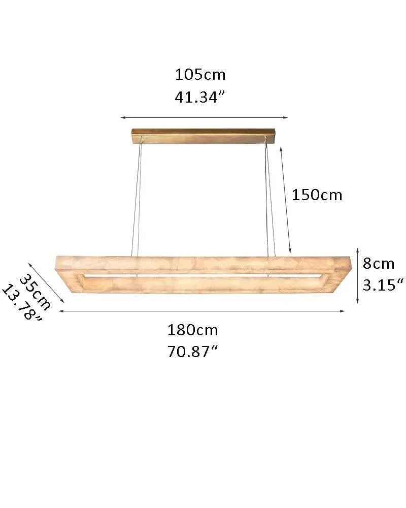 Belleval Series Architectural Chandelier | Modular Tiered Rings Solid Spanish white marble, Natural Stone finish for Grand Foyers and Dining Rooms L180*W35*H8CM D70.87*H3.15" White + Gold Vintage Simple Pendant Lamp