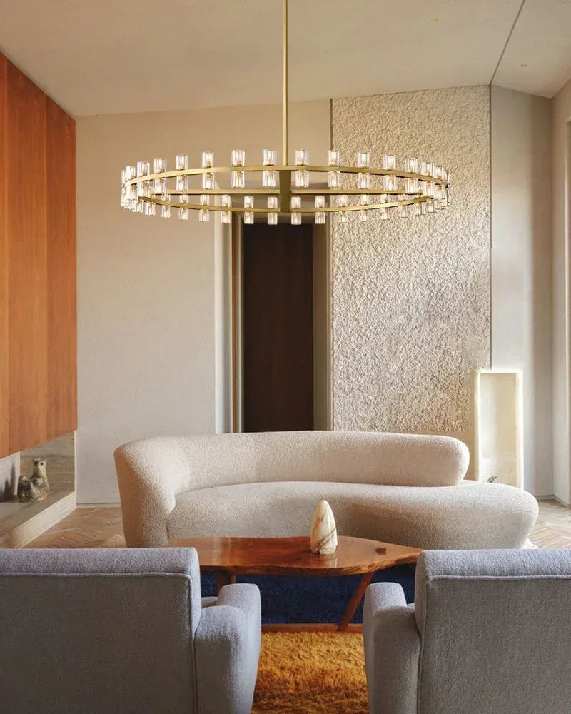 Biarritz Series Grand Chandelier | Double Tier K9 Crystal Superior K9 crystal shades with a robust solid copper frame, Lacquered Brass and Black finish for Grand Foyers, Dining Rooms, and Banquet Halls American chandelier